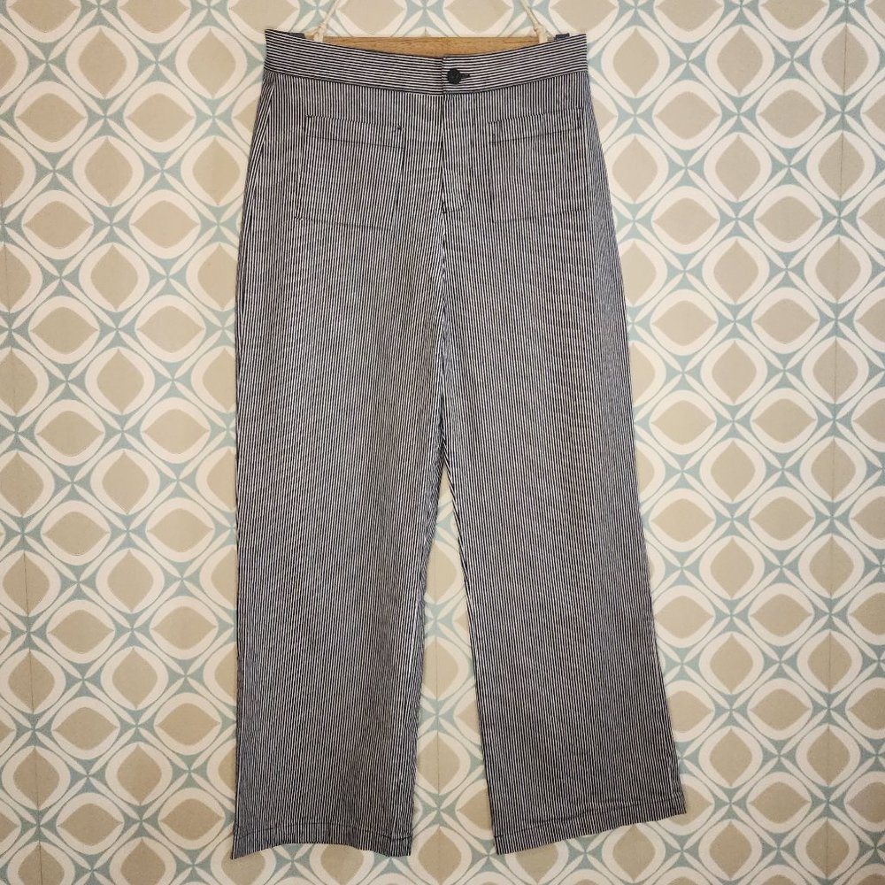 *EUC* Nooworks Railroad Stripe High Waist, Wide-Leg Trousers- fits sz Lg, tag XL
